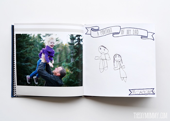 An 8by8 inches photo books with picture and children drawings