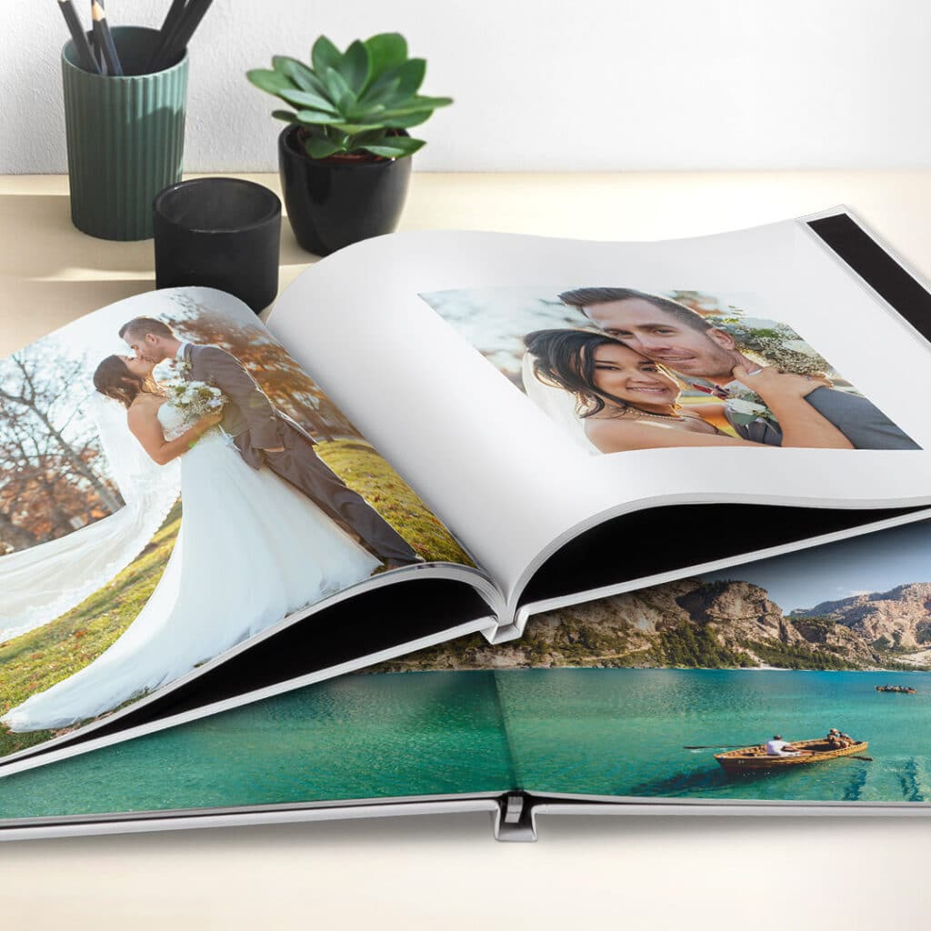 Photo Books can be bound using traditional book binding or layflat style