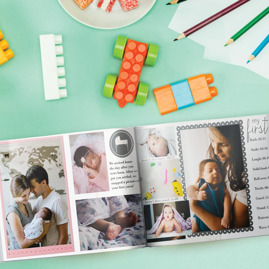 Baby's First Year Photo Book design template for boys