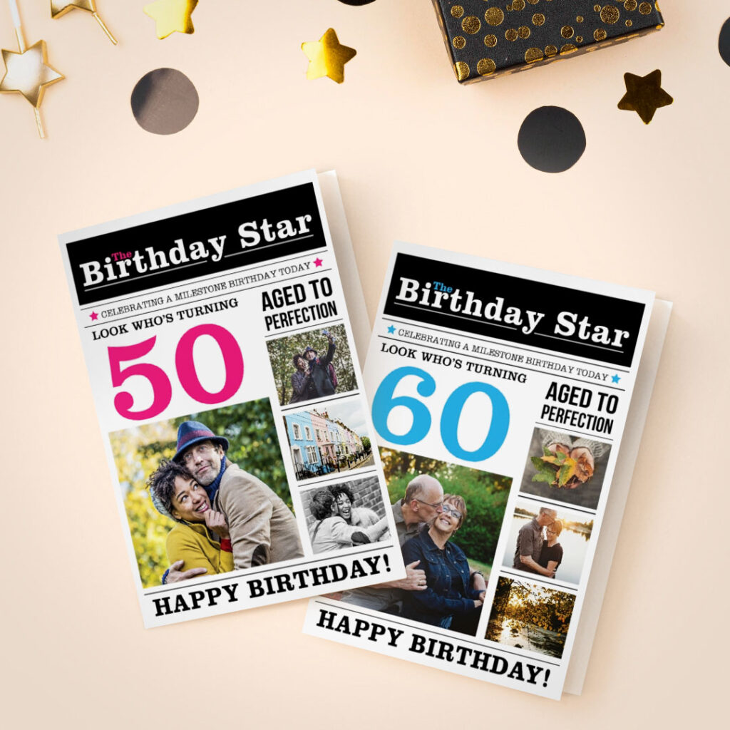 selection of milestone custom birthday cards on Snapfish - just add photos and print