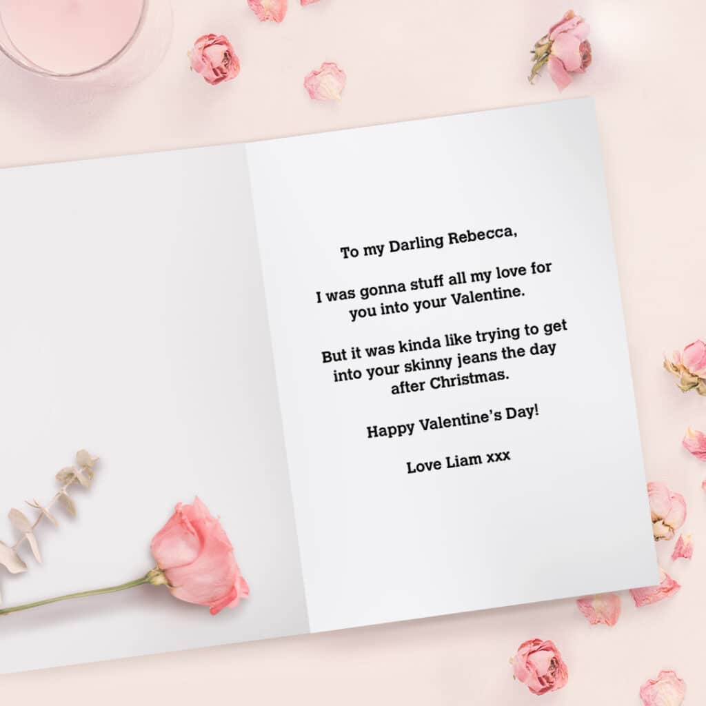Open card with a love message inside