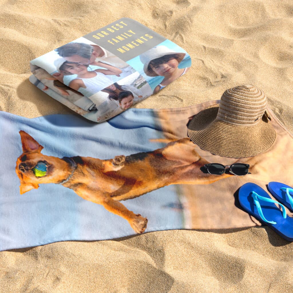 Beach Towels laid out on a sandy beach