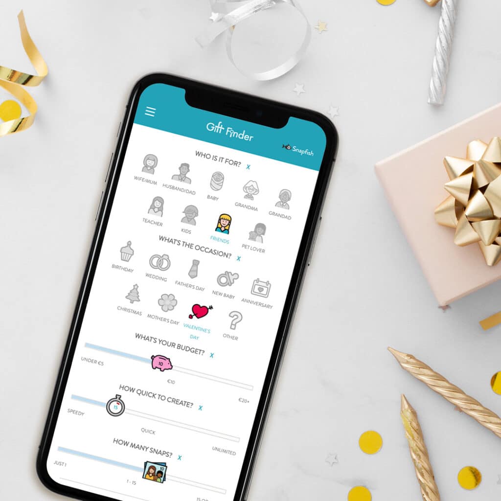 Gift Finder website displayed on a mobile