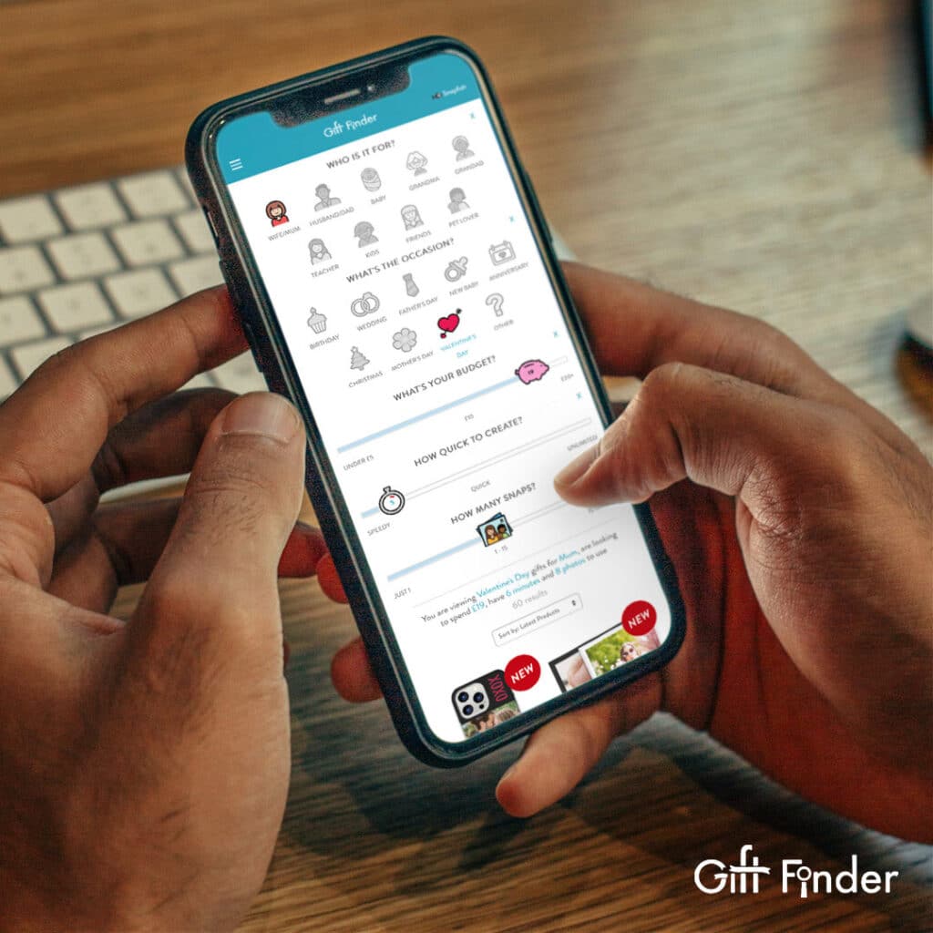 Giftfinder being shown on a mobile device